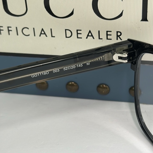 Gucci GG1118O 003 Eyeglasses Men's Black/Grey Full Rim Square Shape 52-20-145 - Picture 10 of 15